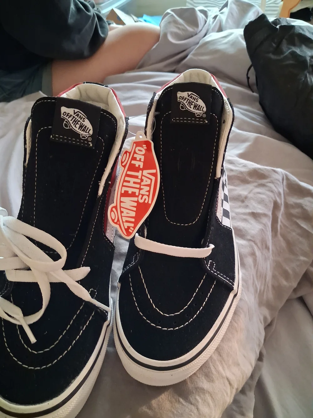 Vans Kids High-Top Sneakers in Black Red White Checkerboard